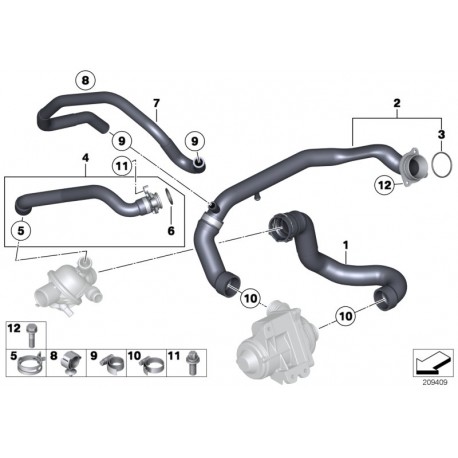 Durite de liaison BMW entre pompe a eau et thermostat pour 35i n55 série F..