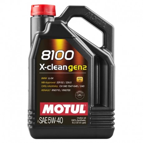 5L Huile Motul 5W40 8100 X-Clean Gen2 (BMW, Mercedes, Opel, Renault)
